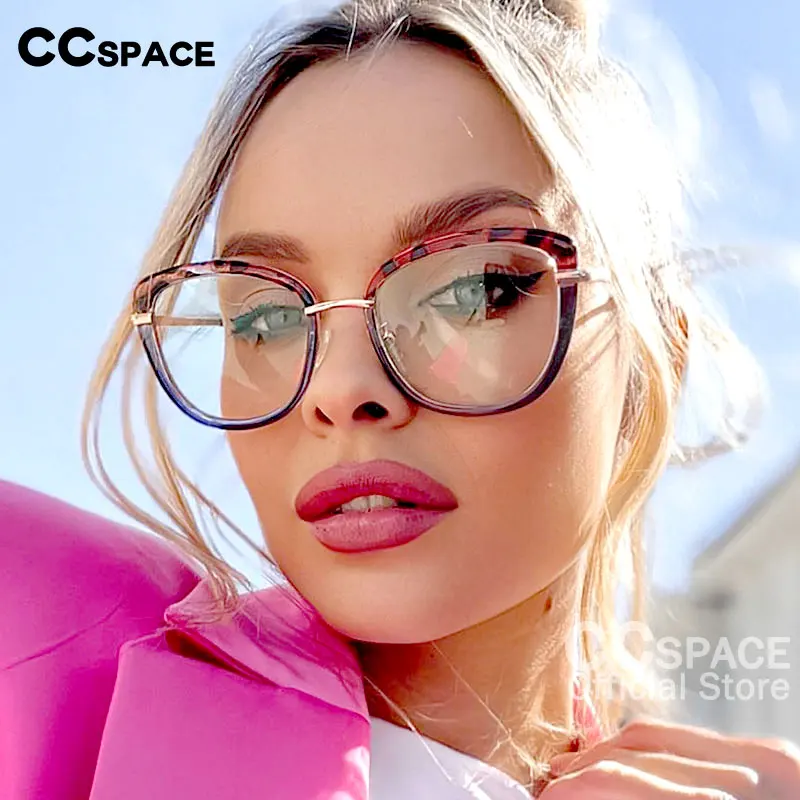 53041 New Cat Eye Women Anti Blue Light Optical Glasses Frames Spring Hinge TR90 Fashion Computer Eyeglasses