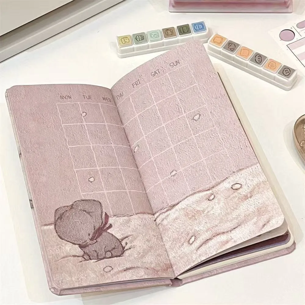 Color Inner Page Daily Planner Cartoon Illustration Cute Little Elephant Schedule Planning Notebook Portable Pocket Book