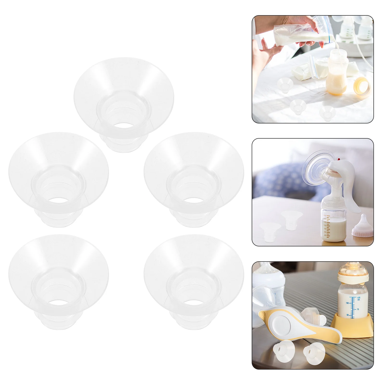 

5 Pcs Breast Pump Horn Size Converter Flange Insert Inserts Silicone for Wearable Accessories 21mm 19mm Trumpet