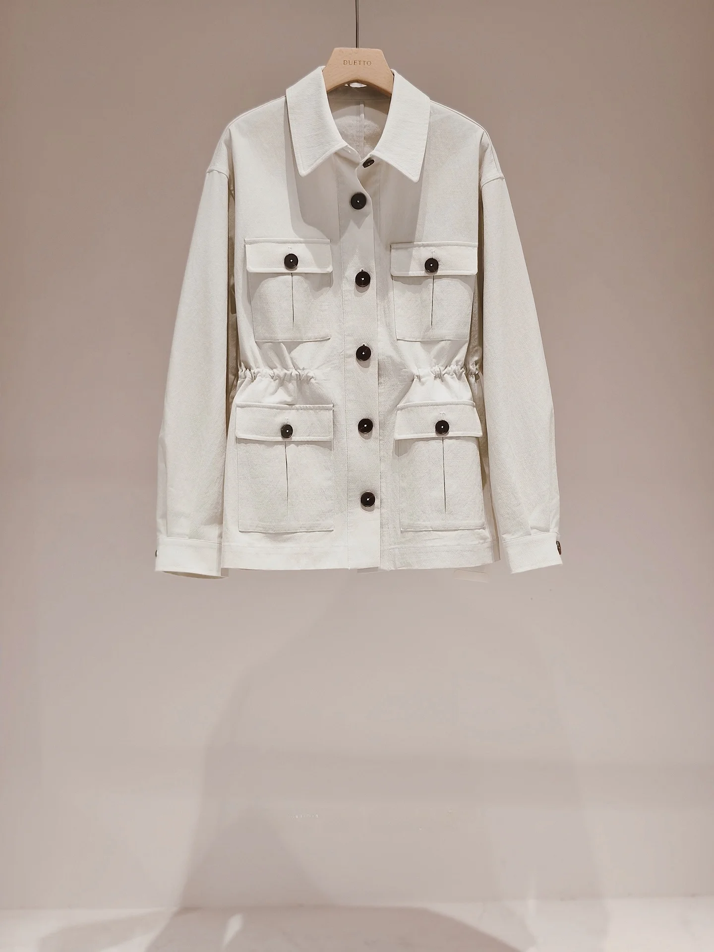 

Женская куртка Duetto Michigan из хлопка Leserel, свободного кроя, с четырьмя карманами, классическая, с завязками на талии, верхняя одежда