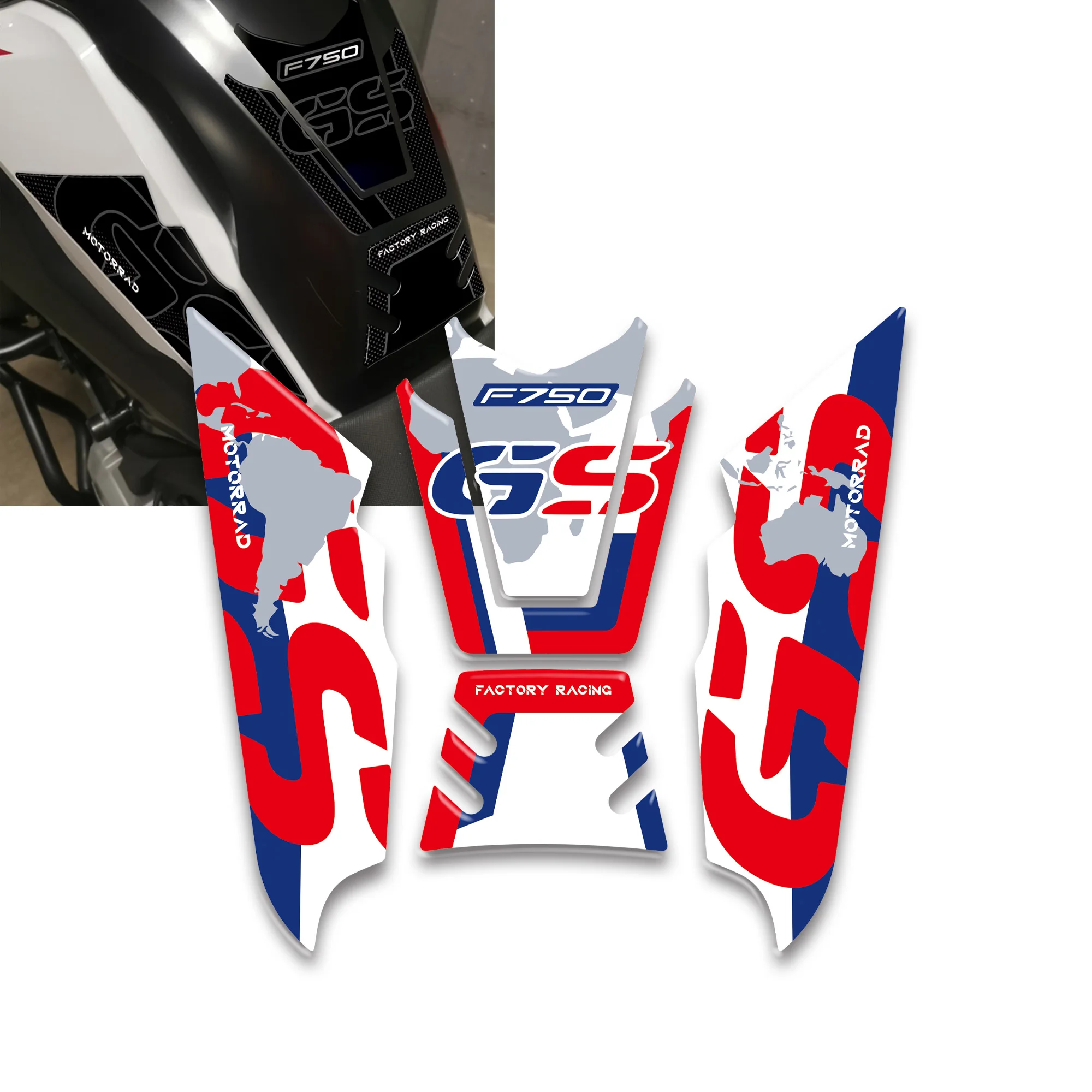 

Kit 3 Tank Protection Motorbike Stickers Compatible with BMW F750 GS 2018-2024