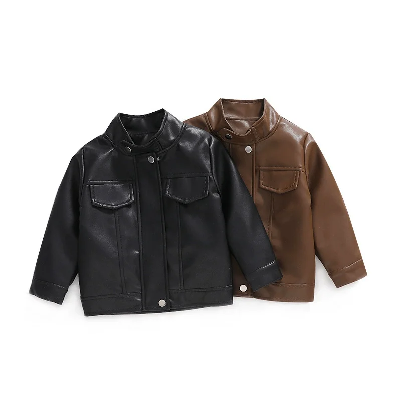 Spring Autumn Boys PU Jacket Waterproof Zipper Fashion Children's Leather Coat Birthday Gifts 2 3 4 5 6 7 8 Years Kids Clothes