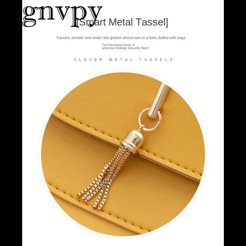 xgnvpy New Gold Fringe Double Half Circle Single Shoulder Saddle Bag Fashion Casual Mobile Phone Bag