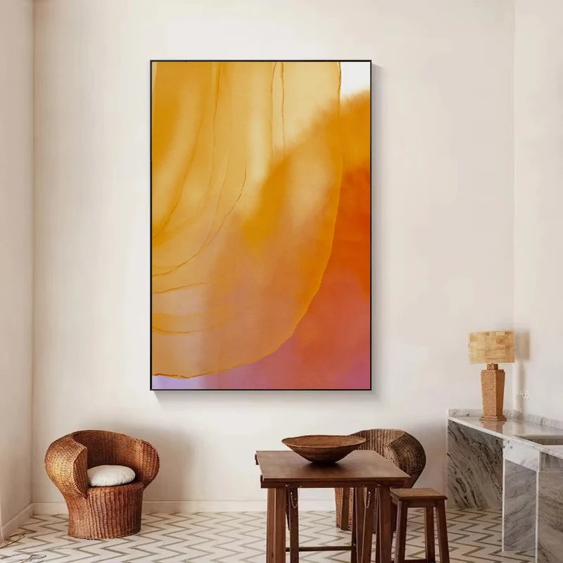 Abstract Modern Colorful Watercolour Golden Hour/Floral Sky Poster Canvas Painting Wall Art Pictures Home Living Room Decor