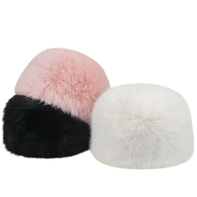 

Mink Fisherman's Hat Fluffy Fur Women's Winter Hat Winter Snow Ski Cap Female Faux Fur Thick Warm Windproof Hat Russian Hat