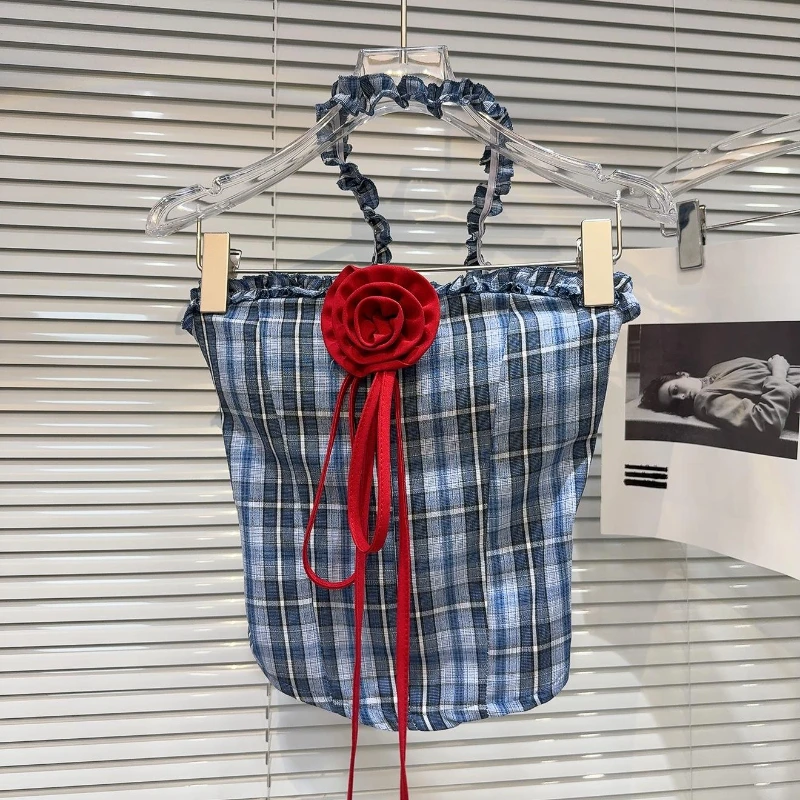 Frühling Sommer Mode Zwei-stück Set Für Frauen Liebsten Plaid 3D Blume Mäntel Weibliche Mode Breite Bein Hosen Weibliche 2025