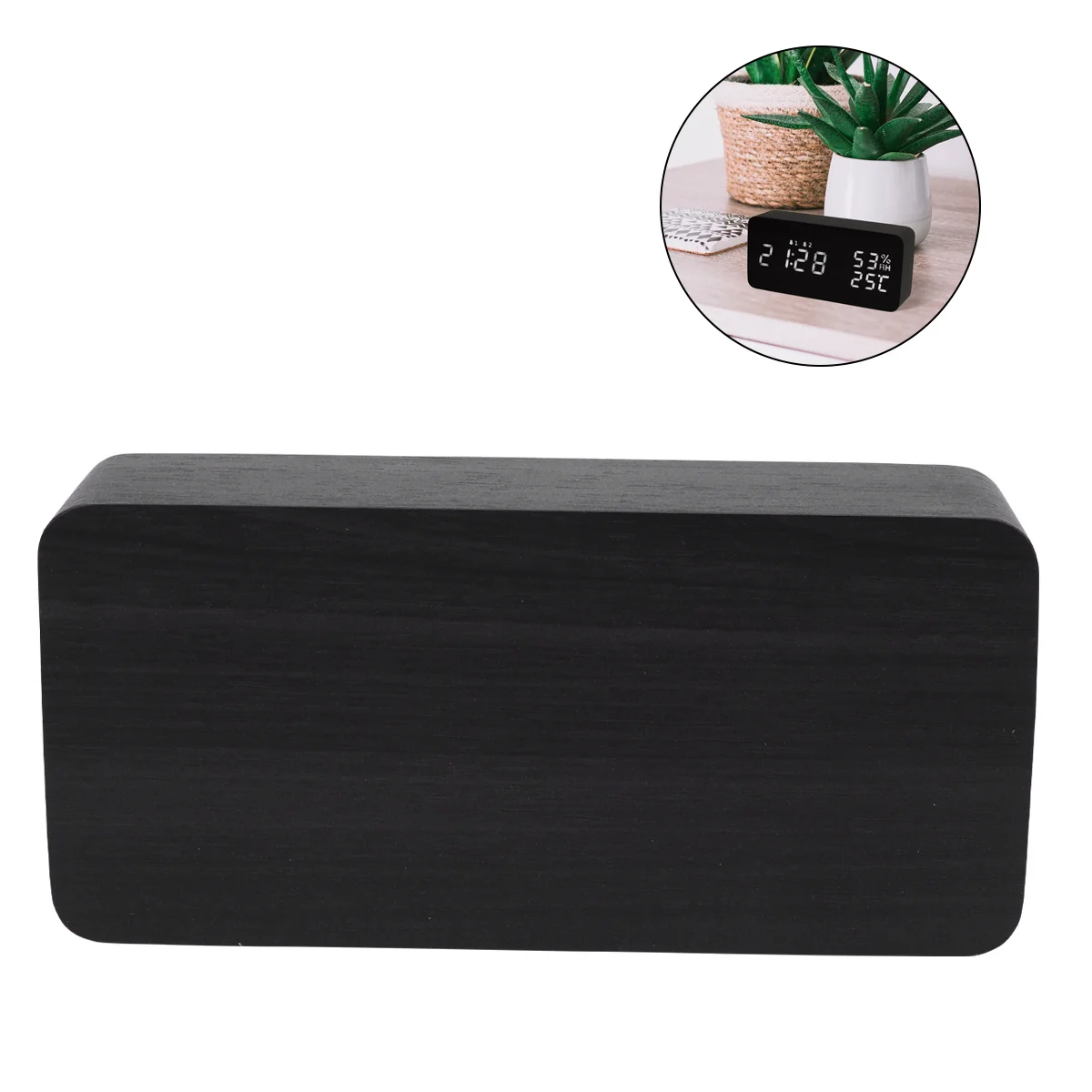 

Multifunctional Wooden Digital Alarm Clock Compact Elegant Design Bedroom Desktop USB Powered Electronic Temperature Humidity