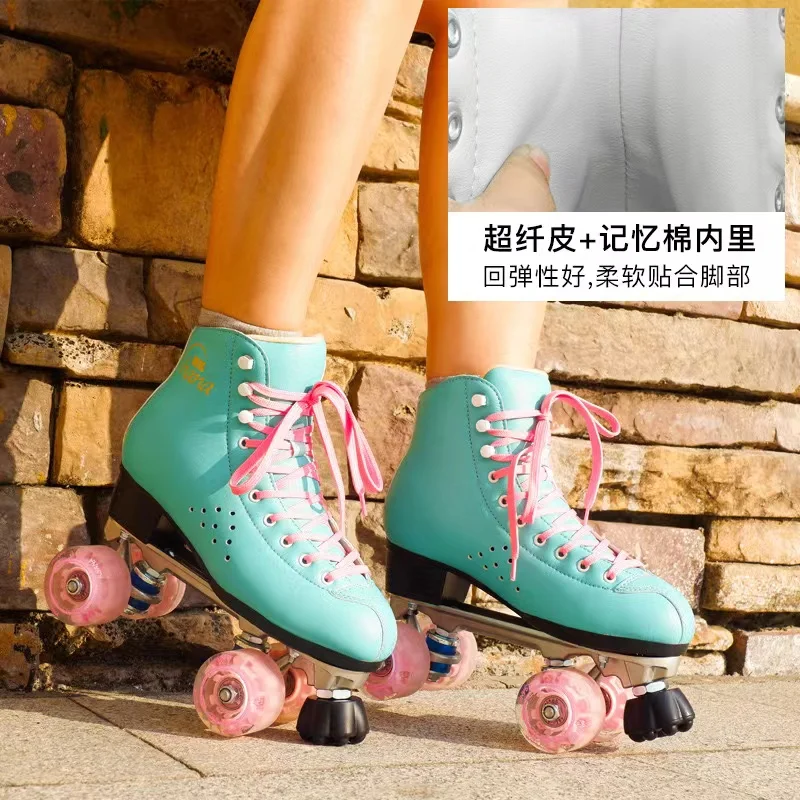 KSANA-Sapatos de patins duplos para homens e mulheres, patinação em linha de quatro rodas, patines extravagantes profissionais, unissex