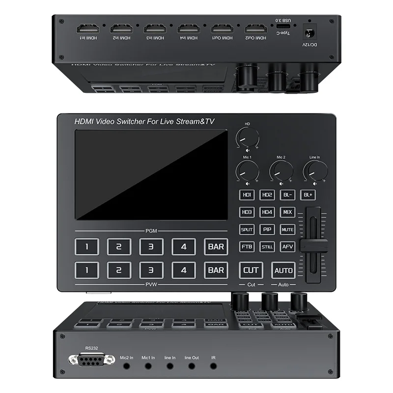 Live Streaming Video Mixer Switcher Type-C 3.0 Multi-channel Audio Capture Mixing Display for