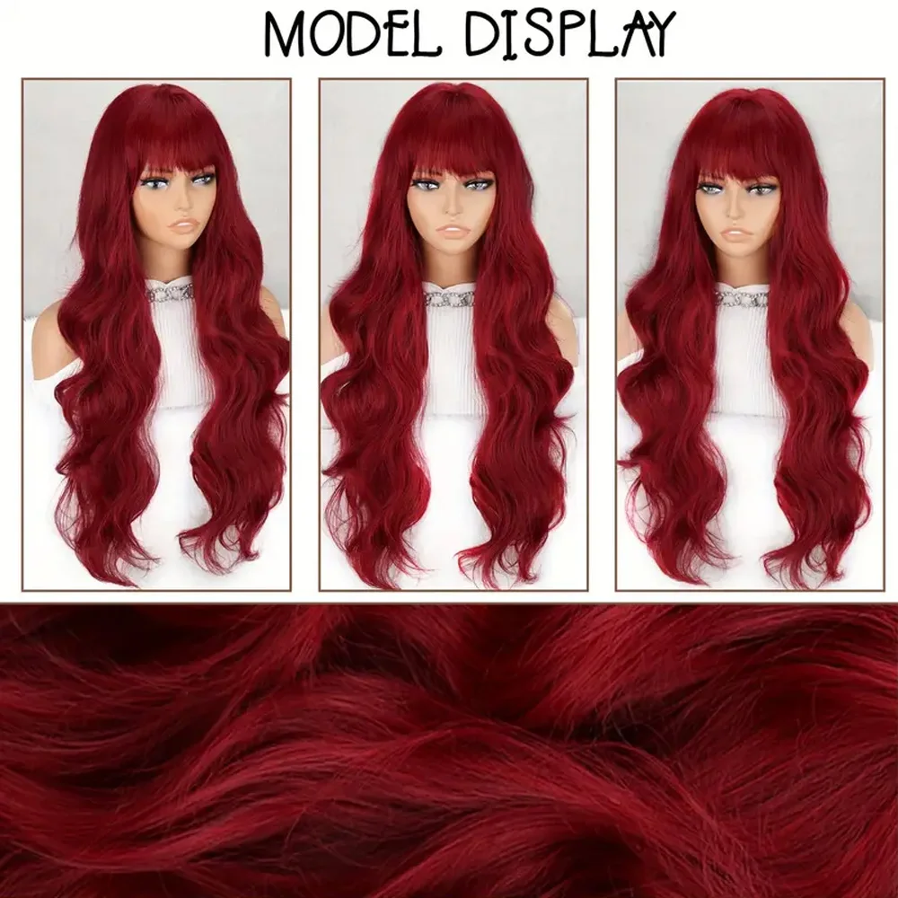 Long Curly Wavy Synthetic Wig  Natural-Looking Style  Perfect for Women Everyday Wear and Party Events