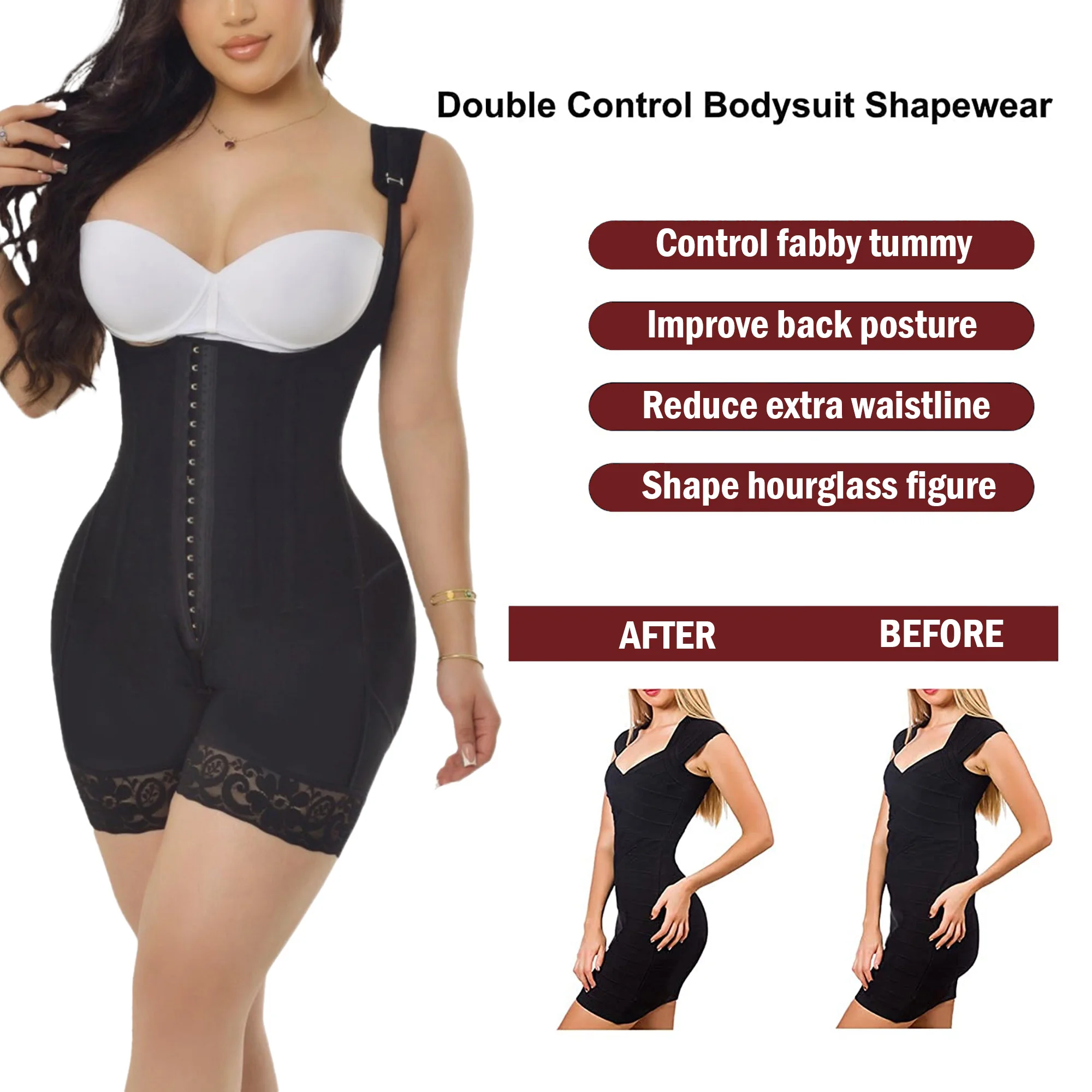 Fajas Hourglass Body Colombian Girdles Shapers Open-Chest Sleeveless Bodysuit Postpartum Slimming Shapewear Women Underwear