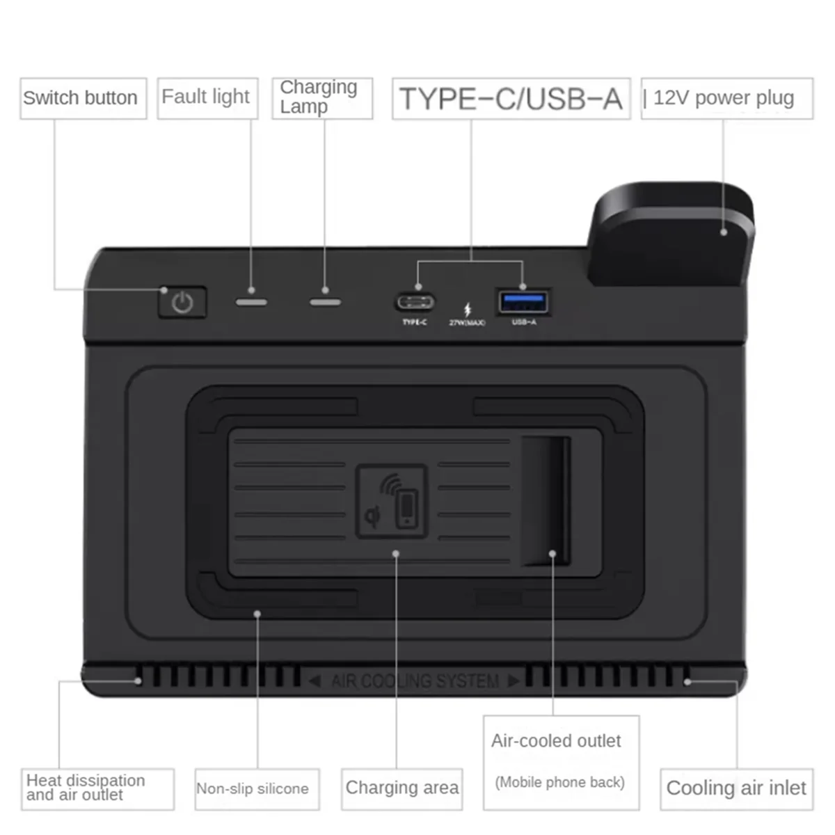 Car Qi Wireless Charger for VW Tavendor 2023 Accessories 15W Fast Phone Charging Plate Adapter Interior Modification