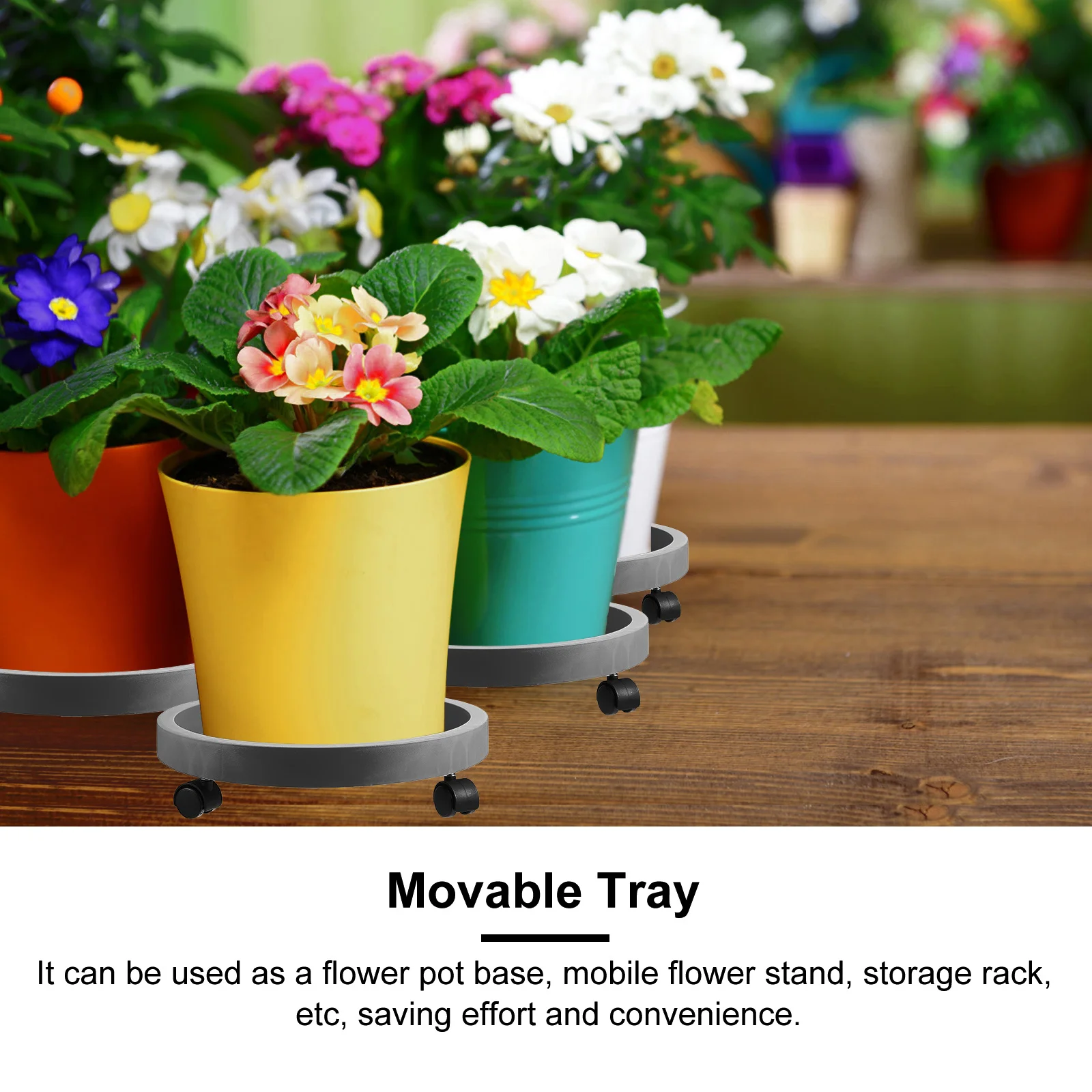 

Heavy Duty Flowerpot Base Tray Thickened Plastic Roller Tray Large Movable Flower Pot Stand for Indoor Outdoor Plants Flower Pot