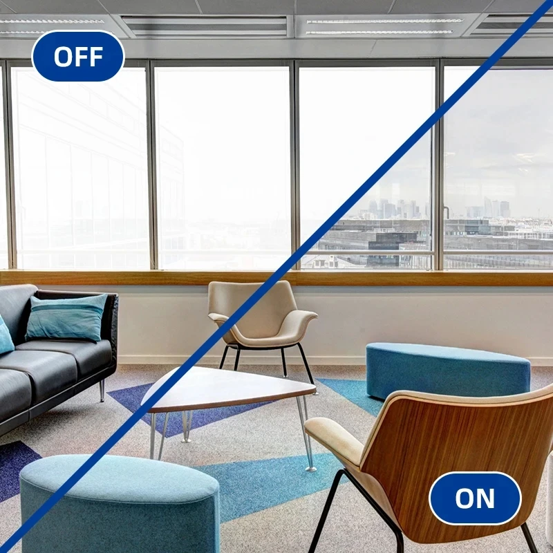 Projection Compatible PDLC Laminated Smart Glass Switchable Privacy Window Film Heat Insulation for Bathroom Gym Applications