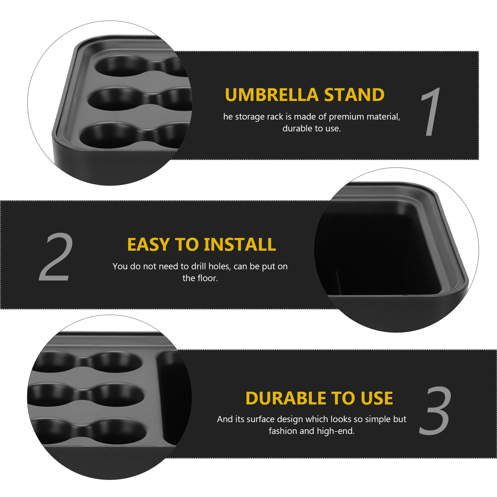 

Rain Umbrella Storage Rack No Drill Floor Mount Self-Draining Stand For Door Back Cabinet Side Corner Kitchen Bathroom