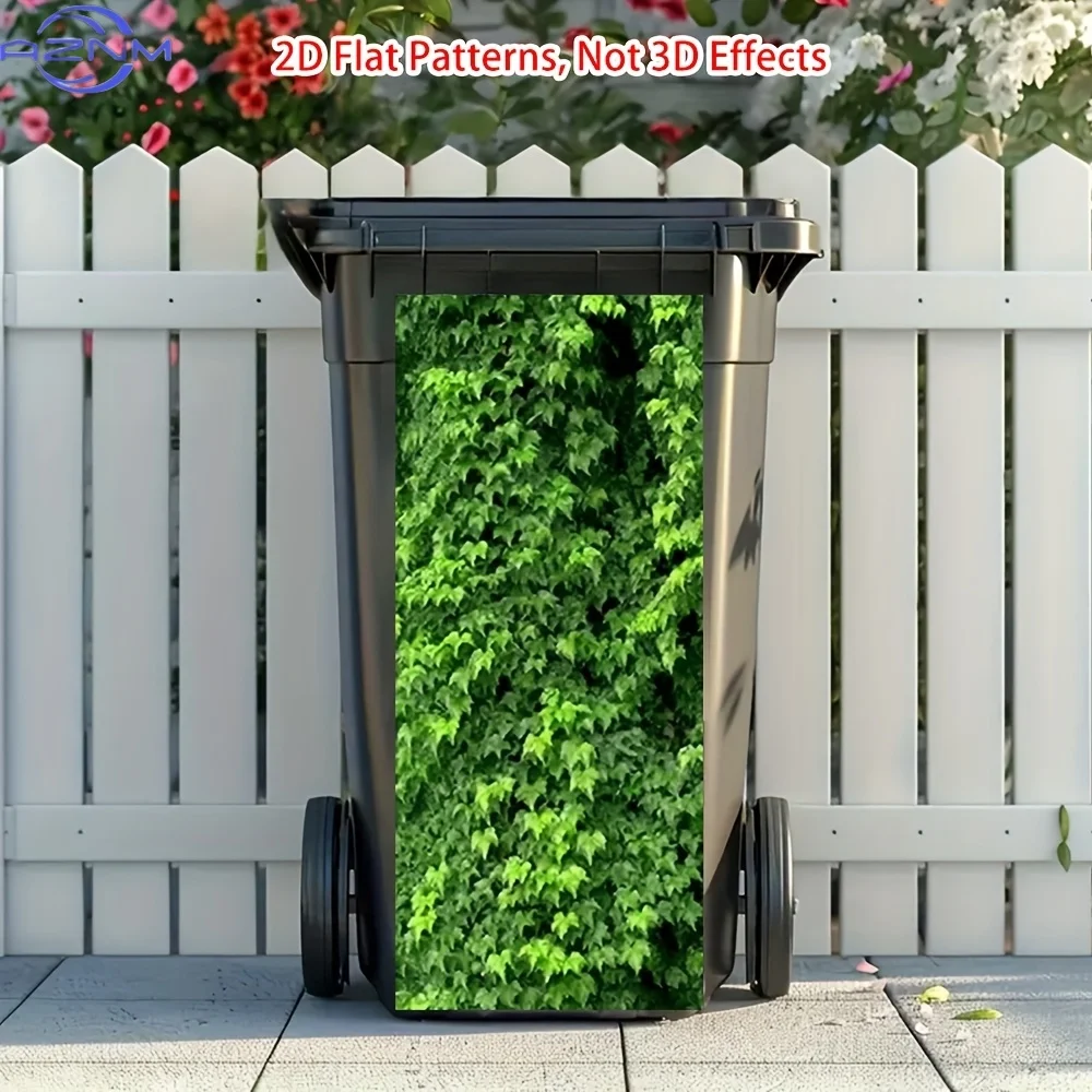 Lush Green Foliage Self-Adhesive Stickers - Tool-Free Installation for Trash Cans, Kitchen, Office and Home – Easy to Apply &