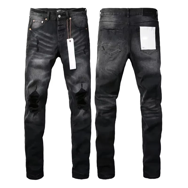Pantalones vaqueros para hombre American High Street negro plisado modelo básico nueva tendencia de moda pantalones vaqueros de alta calidad