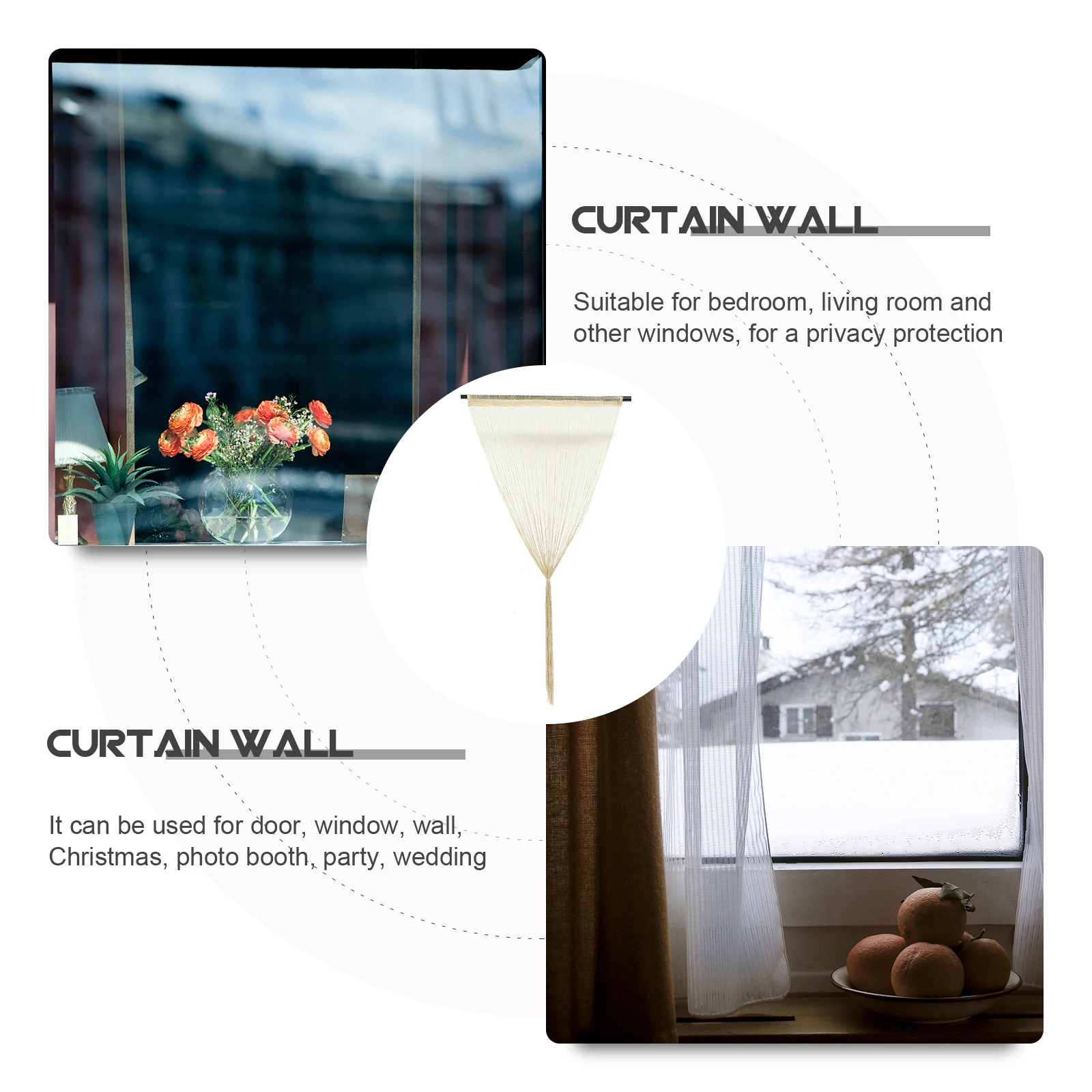 

Premium Polyester Tassel String Home Room Divider Doorway Window Curtain Bedroom Living Room Decorative Curtain Partition