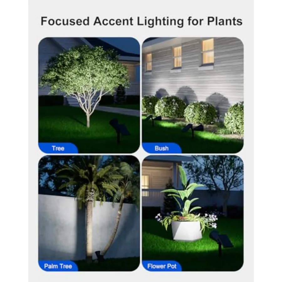 Solar Spotlights Outdoor Waterproof for Tree, Statue, Flower, Pot, Bush, Wall, Bright LED Outside Landscape Flood Lights for Se view 6