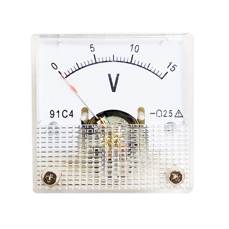 91C4 DC Voltmeter Analog Panel Voltage Meter Mechanical Pointer Type 3/5/10/15/20/30/50/100/150/250V