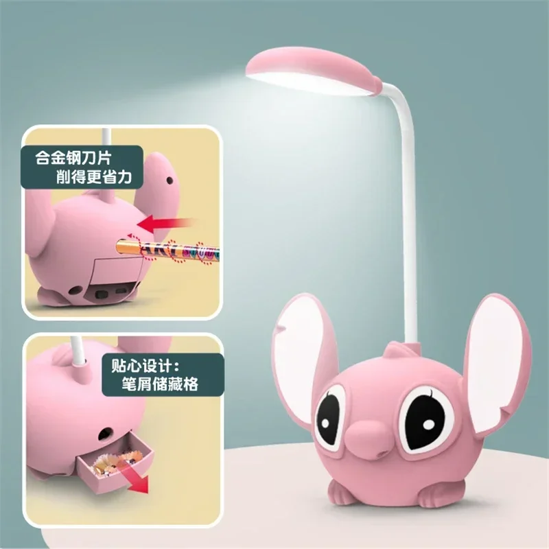 Disney Stitch USB Charging LED Desk Lamp Cute Cartoon Study Eye Protection Night Light Room Decoration Girl&Child Holiday Gifts