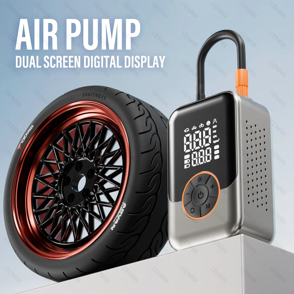 

Portable Air Pump Electric Car Air Compressor Wireless Tire Inflator LCD Display Air Injector For Car Bike Motorcycle Tyre Ball