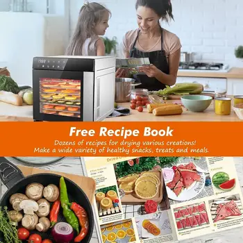 Sušička potravin s 8 tácy z nerezové oceli, 600 W, 4 předvolby a digitálním časovačem na sušené maso, ovoce a bylinky - vhodná do myčky nádobí, bez BPA 10 nejlepší prodej potraviny do sušičky - №2