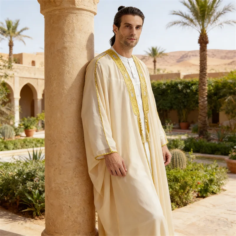 

Мусульманское платье-кебая для мужчин на Ид и Рамадан, кимоно, абайя, джубба, тобе, дишдаша, традиционная одежда для молитвы из Дубая и Турции