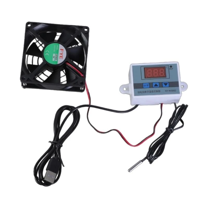 

F3KE Adjustable Thermostat 80mm Cabinet Coolers Fan for AVEquipment Pet Kennels