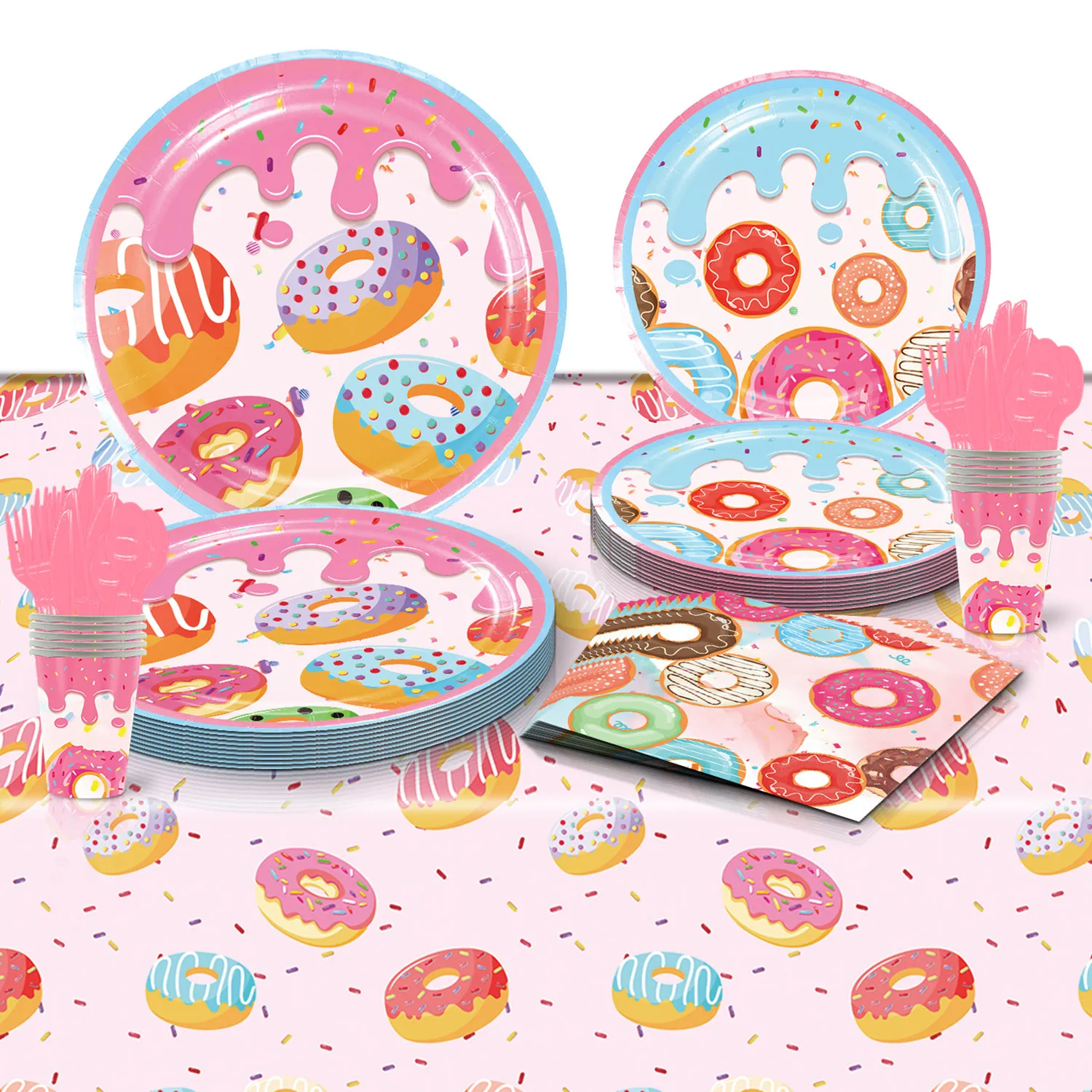 

Doughnut Theme Cup Napkin Plates Balloon Donuts Birthday Party Decorations Kids Favors Birthday Anniversary Baby Shower Supplies