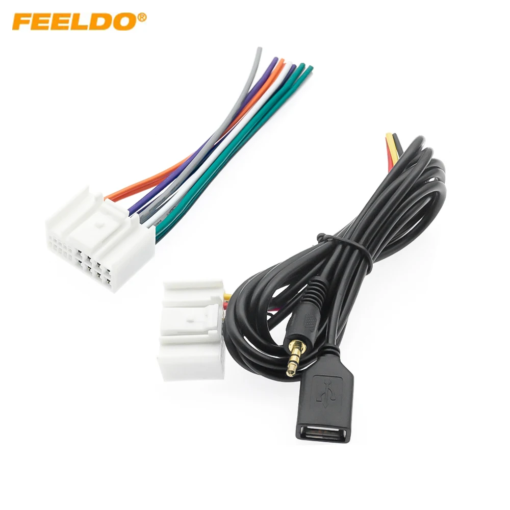 

FEELDO Car Audio CD Stereo Wiring Harness Adapter With USB/AUX Plug For Kia K2/K5/Sportage R Factory OEM Radio CD/DVD Stereo