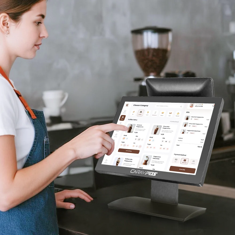 15 Inch Dual Touch Screen Pos Terminal Machine Desktop All in One Computers Coffee Shop Pos Machine