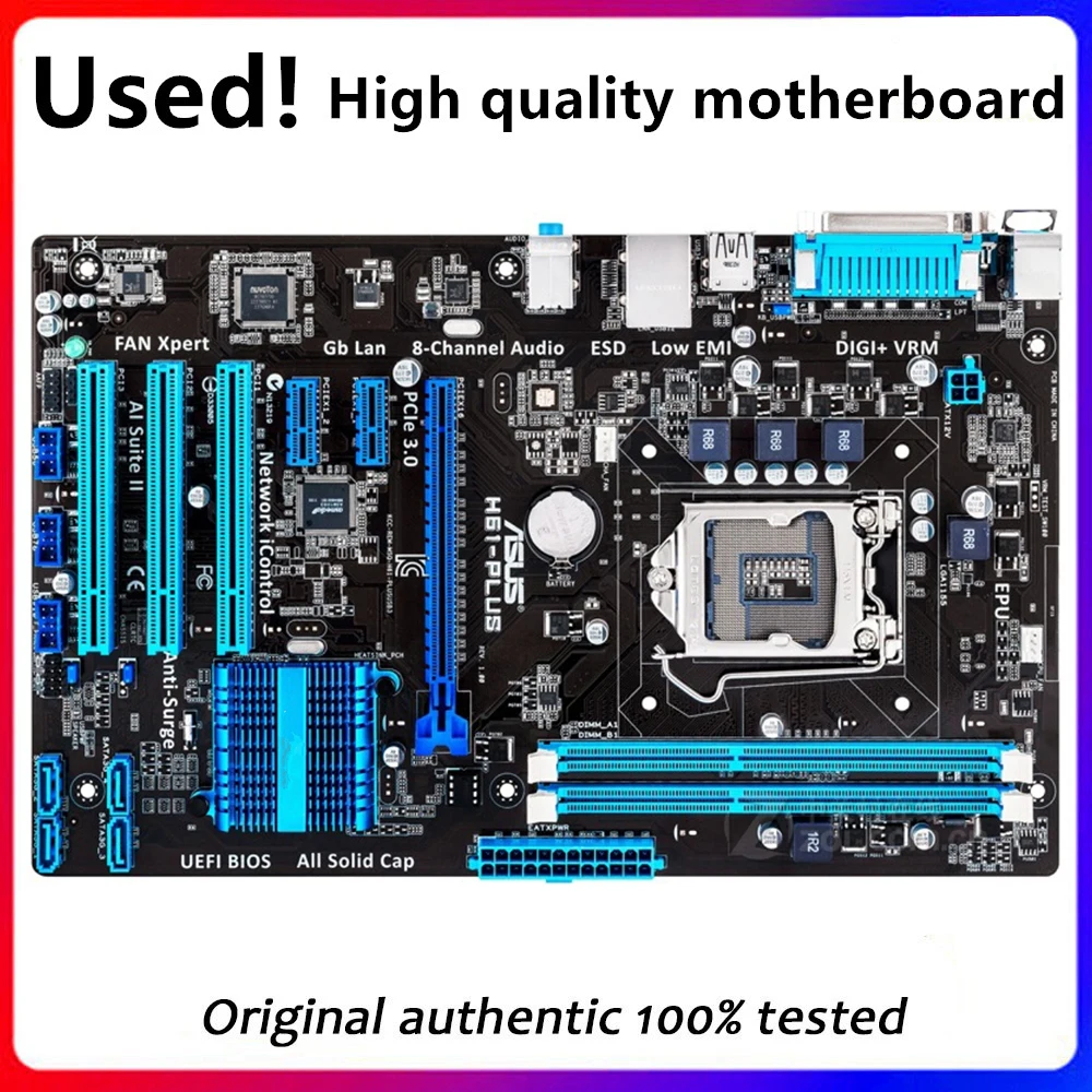 For ASUS P8H61 PLUS Desktop Computer Motherboard LGA 1155 DDR3 16GB For Intel H61 P8H61 Desktop Mainboard  SATA II  Used