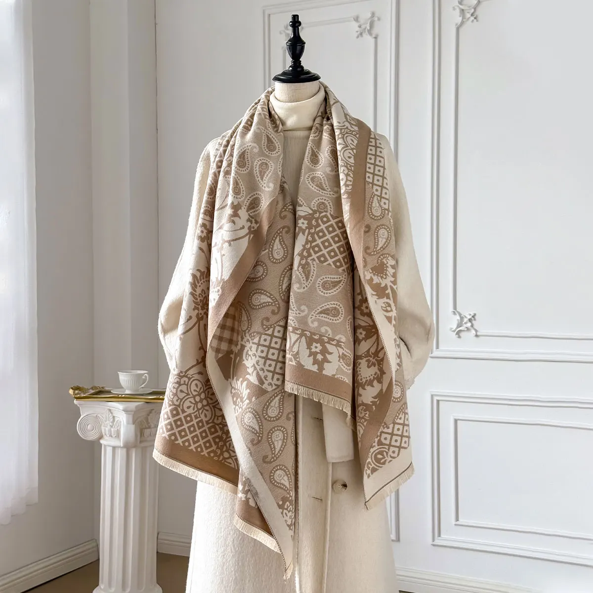 Marque de mode Paisley écharpe pour femmes plus chaud hiver Pashmina double face impression foulards châles femme épaisse couverture enveloppes Foulard