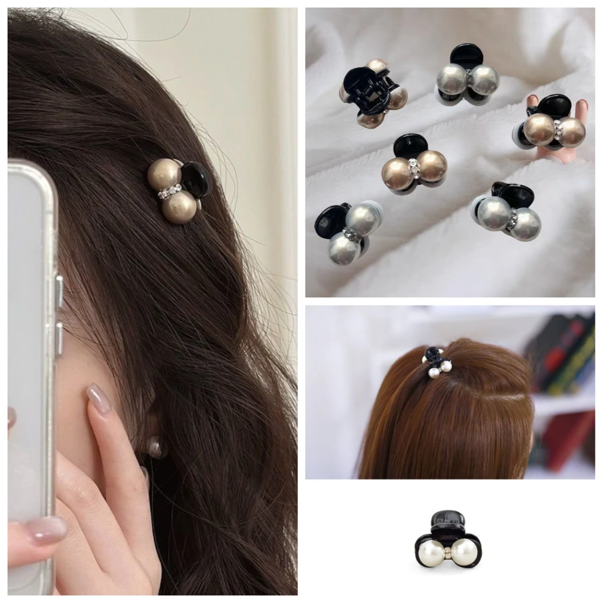 

Новая маленькая заколка-краб для челки, женская модная универсальная заколка с жемчугом, для фиксации прядей по бокам