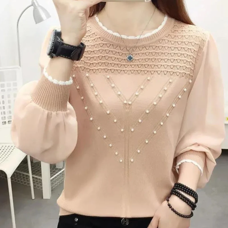 Pullover Solid Color Women\'s Clothing Long Sleeve Sweater Knitted Screw Thread Comfortable Spring Autumn Office Lady Tops