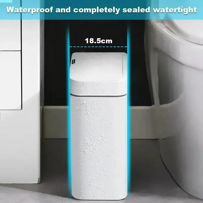 Smart Bathroom Trash Can Automatic Bagging Electronic Trash Touchless Narrow Sensor Home Waste Bins Household Cleaning Tools