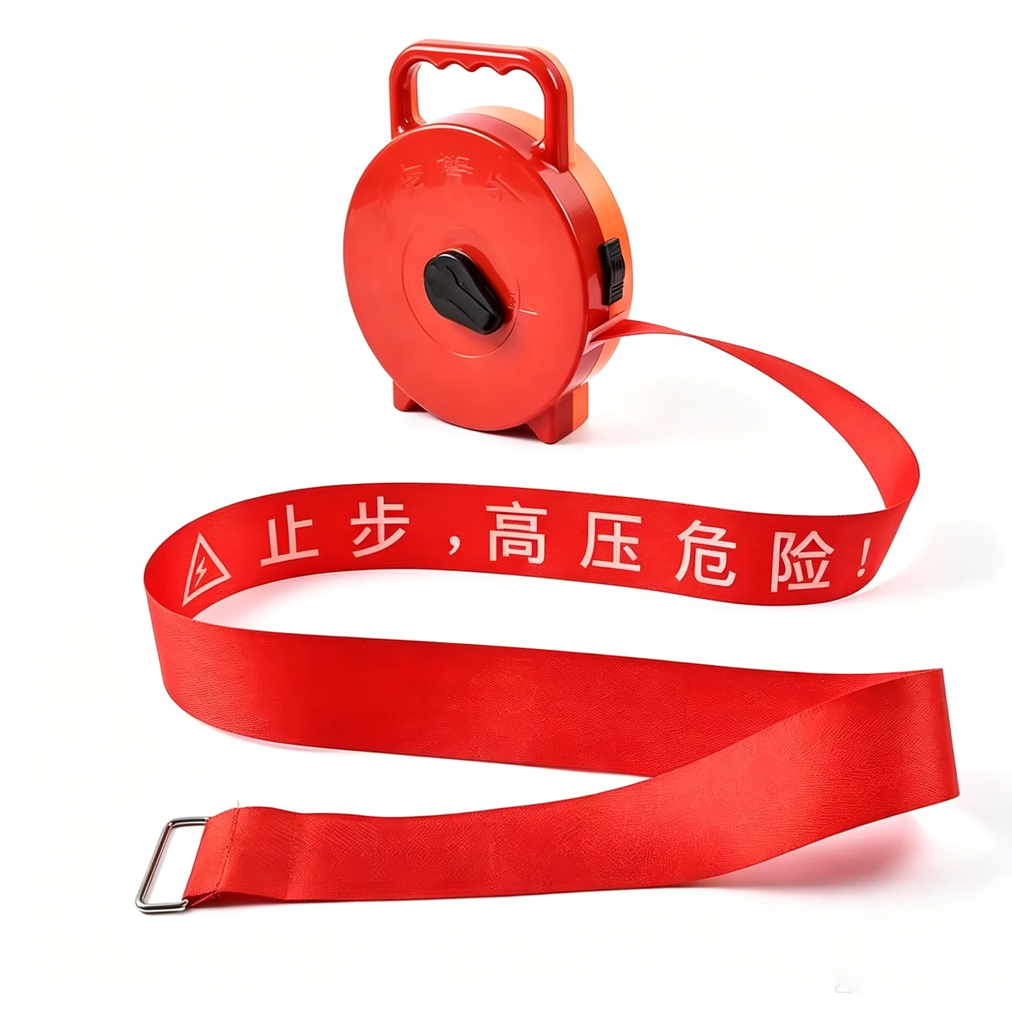 Retractable Warning Safety Tape Reel 50M Thick High Voltage Danger Barrier Tape Portable Handheld Isolation Belt Construction Ro