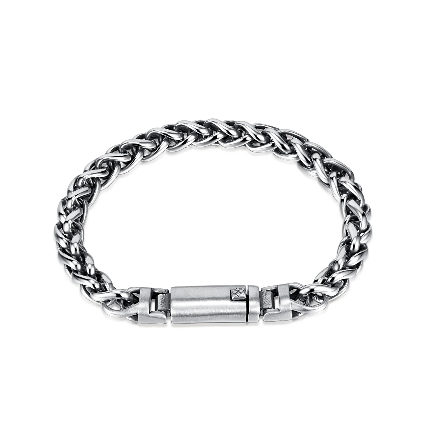 

8mm 9inch (23cm) Silver Wheat Braid Bracelet Stainless Steel Link Chain Bracelets Bangle for Mens Women Casting Jewelry Hip-hop