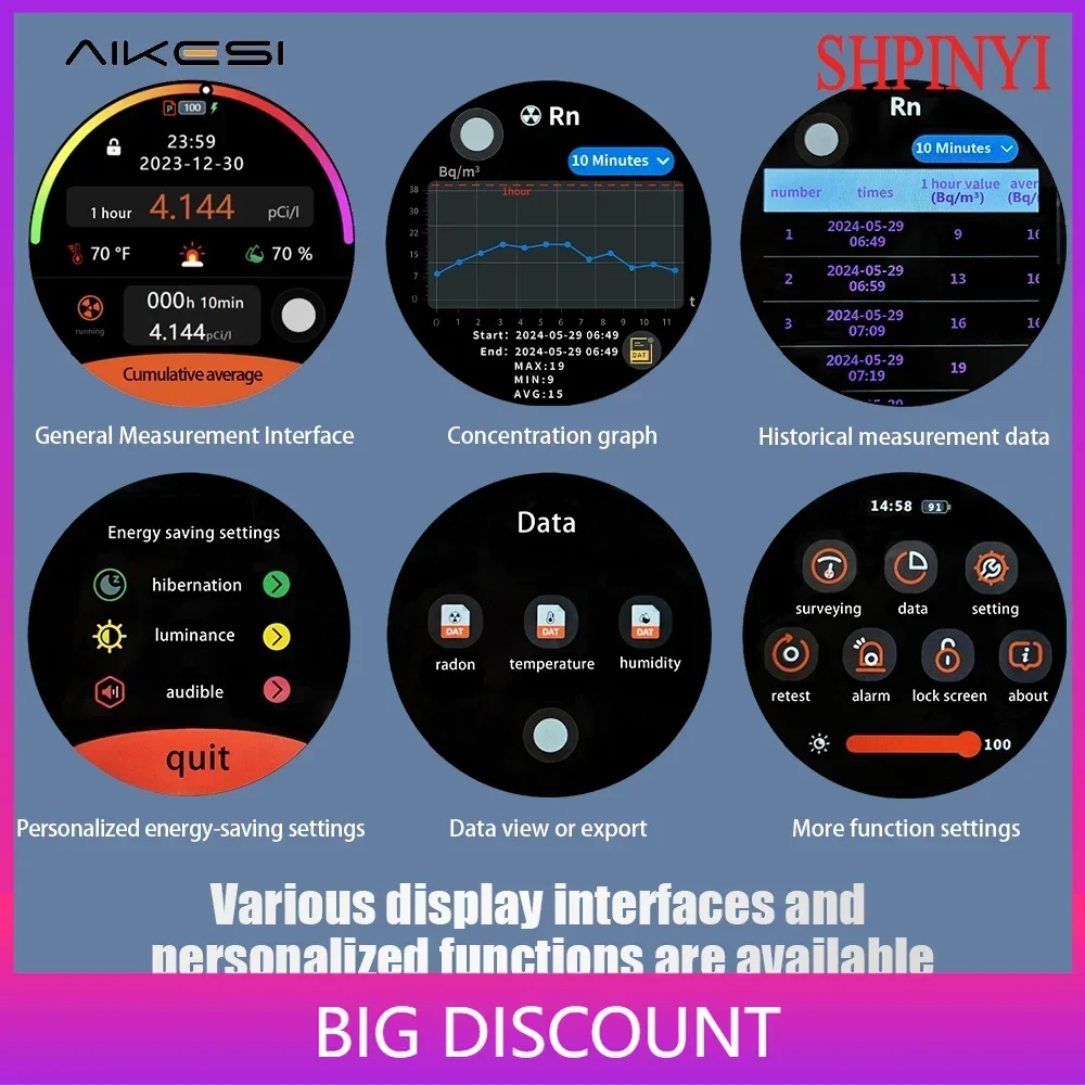 Radon Detector Radon Monitor Smart Home Use Portable Radon Gas Detector Rechargeable air Quality PCi/L Bq/m³