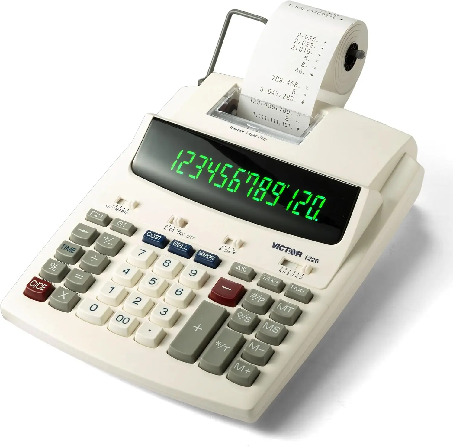 

12-Digit Thermal Printing Calculator with Fast 8 LPS Speed, Off-White Color for Efficient Business Calculations