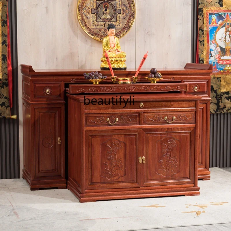 

Altar Buddha Shrine Household Solid Wood Chinese Style Middle Hall God of Wealth Altar Cabinet Worship