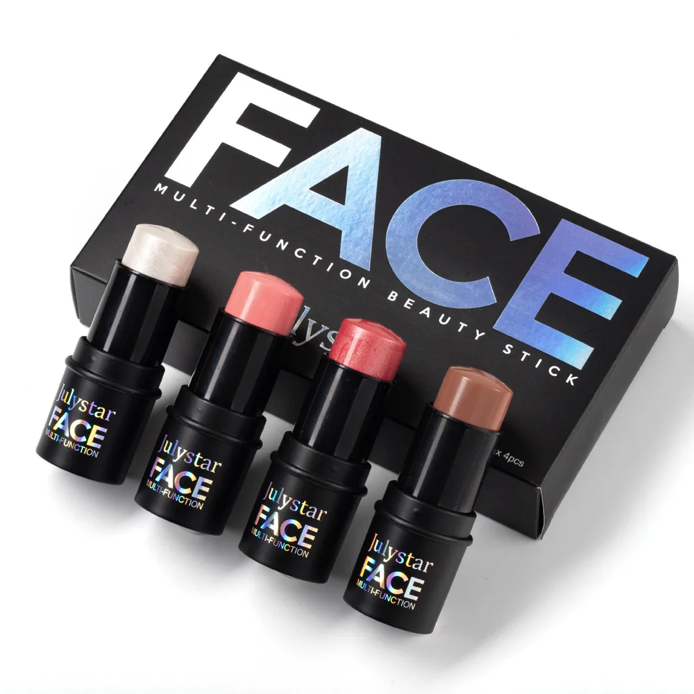 Bastão de preparação multifuncional, quatro pacotes, destaque, contorno, retoque, natural, fosco, blush, maquiagem facial
