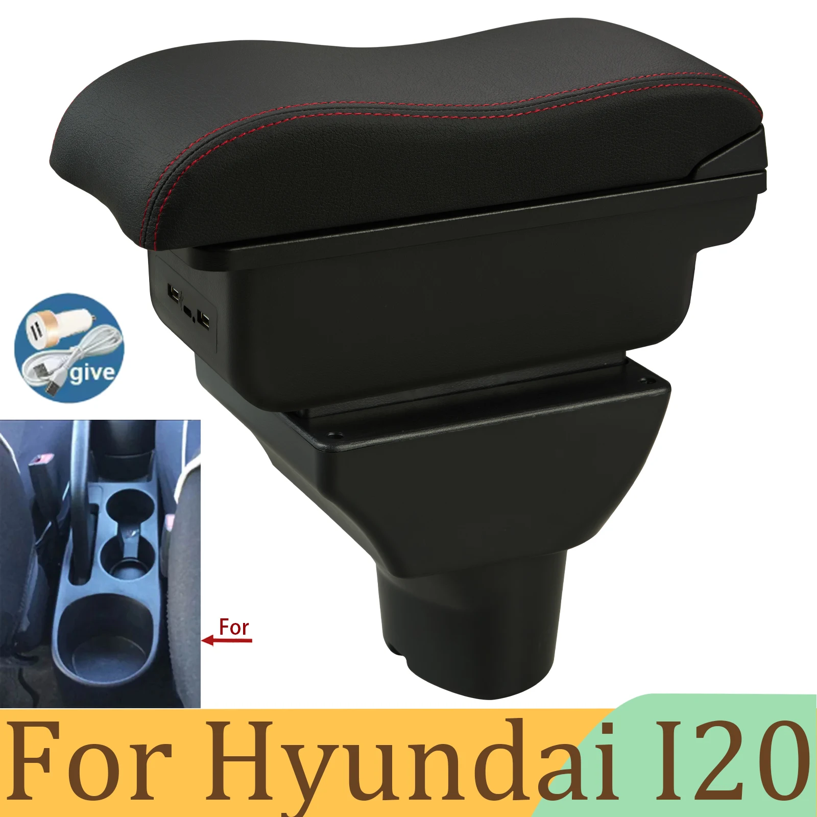 Auto-Armlehne für Hyundai I20 Armlehnenbox für Hyundai I20 Mittelkonsole Aufbewahrungsbox Innenraum Spezielle Nachrüstteile Auto-Zubehör