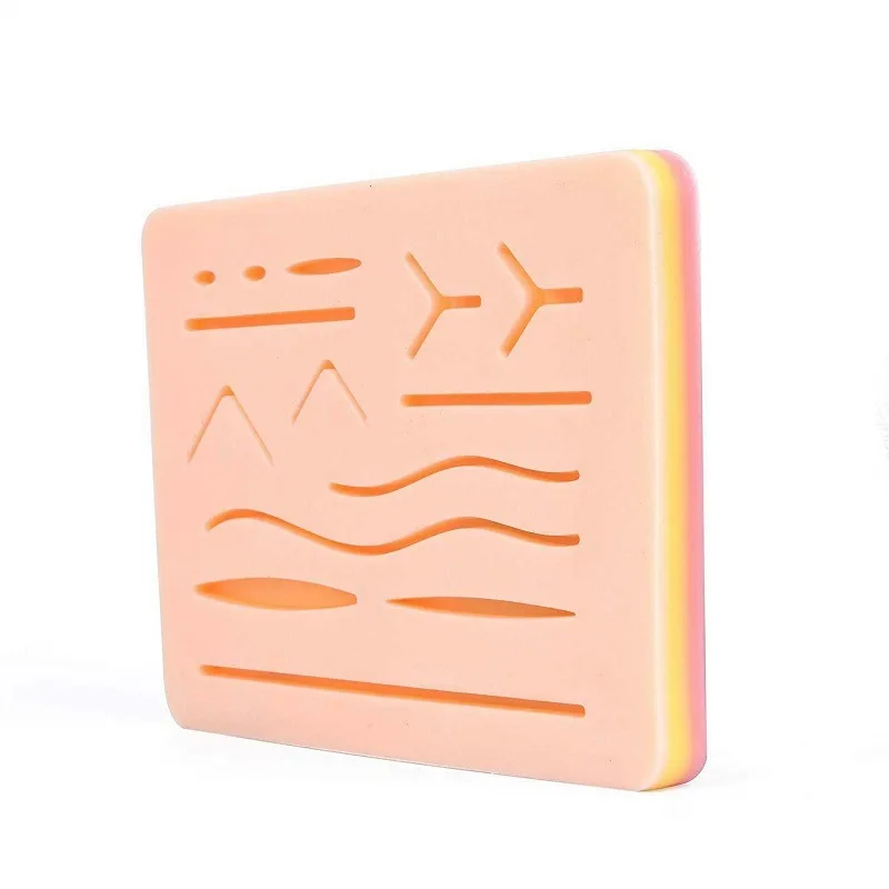 Medical Silicone Suture Practice Pad, Skin Suture Kit Training Model, Surgical Suture Pad, Human Traumatic Skin Model