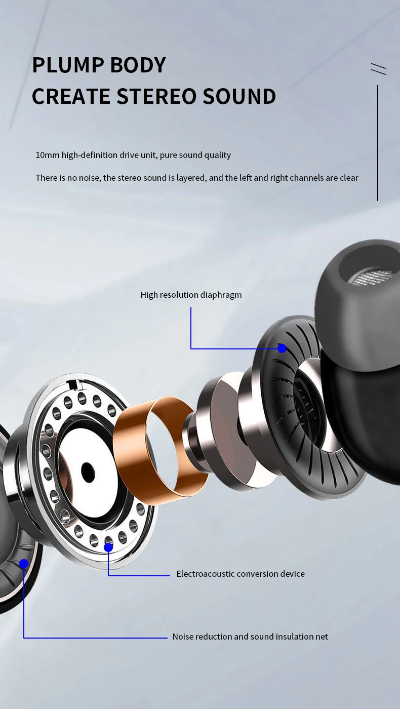 Universal In-Ear-Kopfhörer mit Kabel, hochwertiges Headset, 3,5-mm-Ohrhörer, In-Ear-Kopfhörer für Smartphone, Computer, integriertes Mikrofon – Detail 10