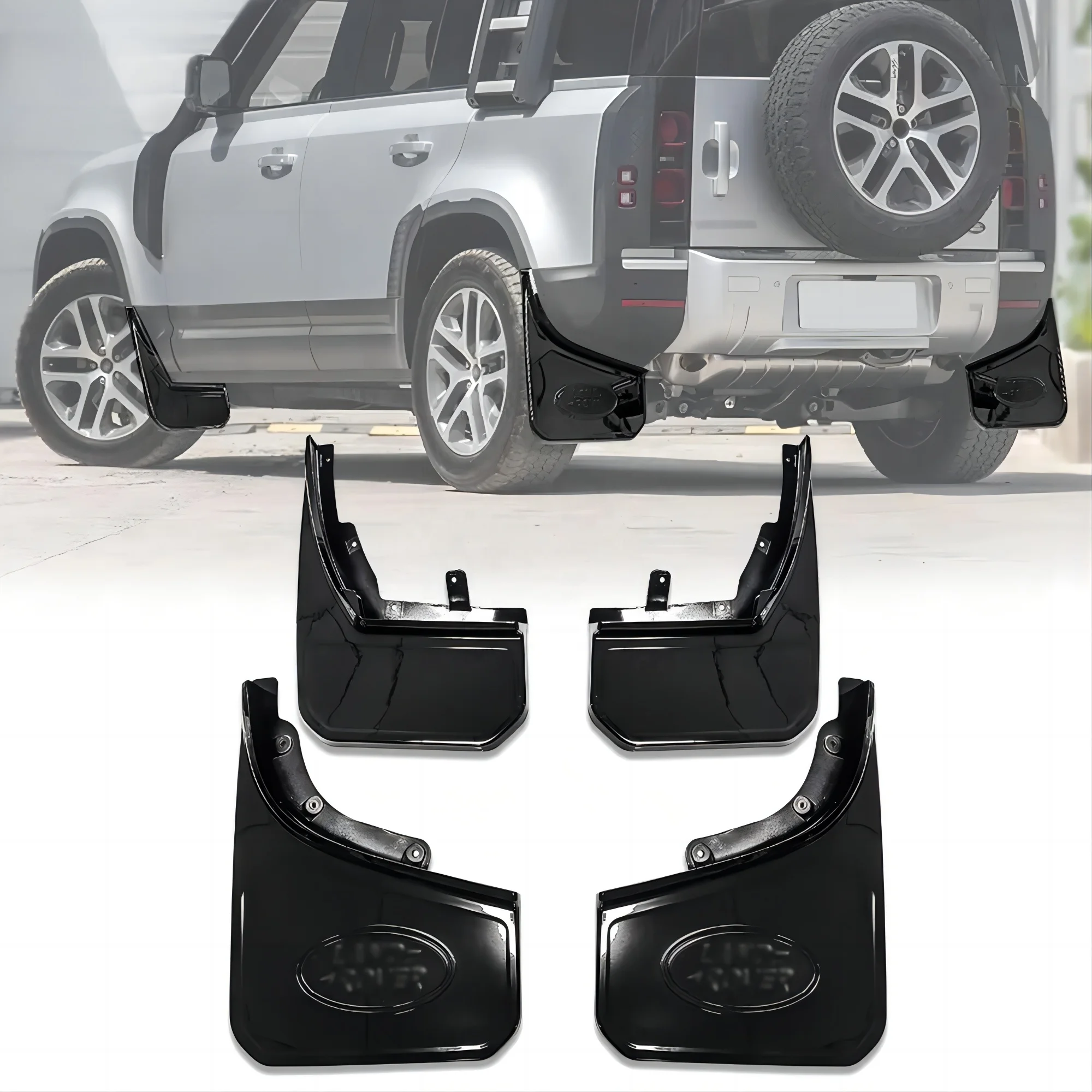 Glossy black Mudguards For Land Rover Defender 2020 2021 Car Mudflaps Fenders Splash Guards Front Rear Automotive Mudguards