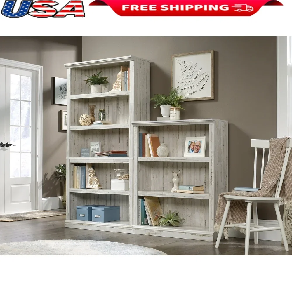 

5-Shelf Bookcase Adjustable Shelves Storage Display Organizer Engineered Wood Quick Assembly Closed Back Vertical Design Home