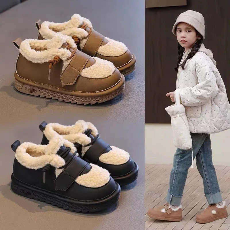 New Girls Snow Boots Winter Boys Outdoor Shoes Kids Warm Plush Boots Comfortable Anti-Slippery Children Cotton-padded Shoes