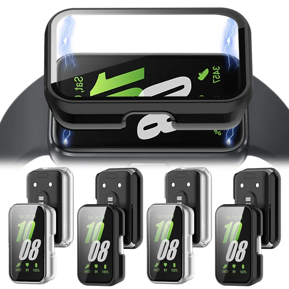 Case For Samsung Galaxy Fit 3 Smartwatch Full Coverage Tempered Glass Screen Protector Hard PC Bumper Shell For Samsung Fit3